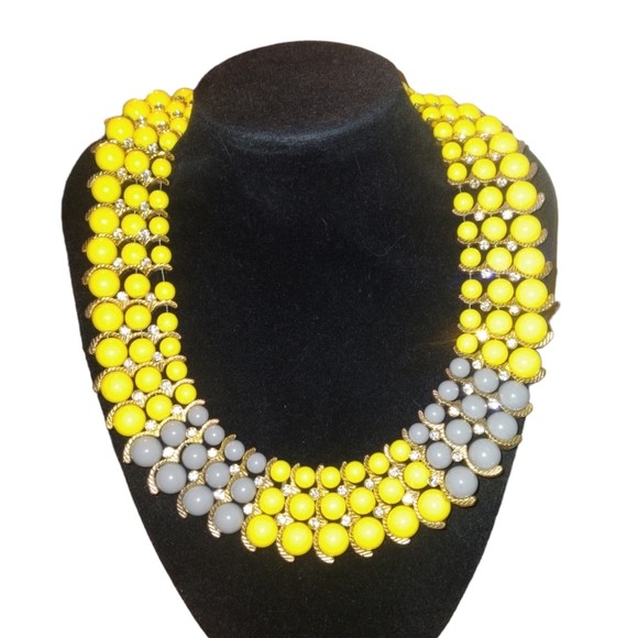 Yellow & Grey Acrylic beads Collar Necklace